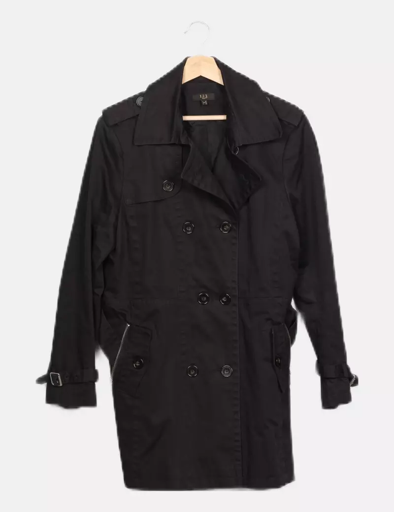 123 Gabardina negra casual