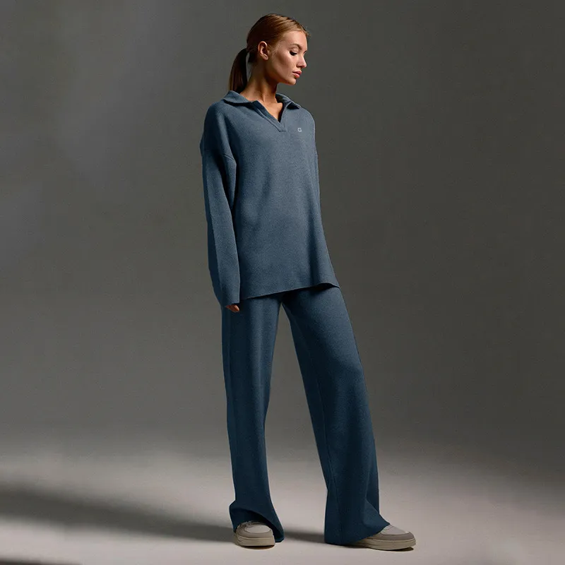 2024 Sweater de suéter de mujer trajes de diseñador de diseñador otoño de invierno Polentero Palabras de patrón anchos pantalone