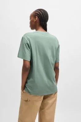 Camiseta de punto de algodón con insignia de logo