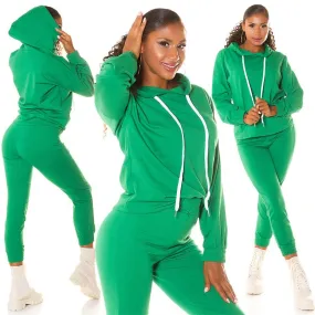 Conjunto casual sport capucha Verde