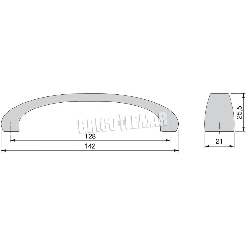 Lote de 20 tiradores Kyoto para mueble intereje 128mm zamak níquel satinado Emuca