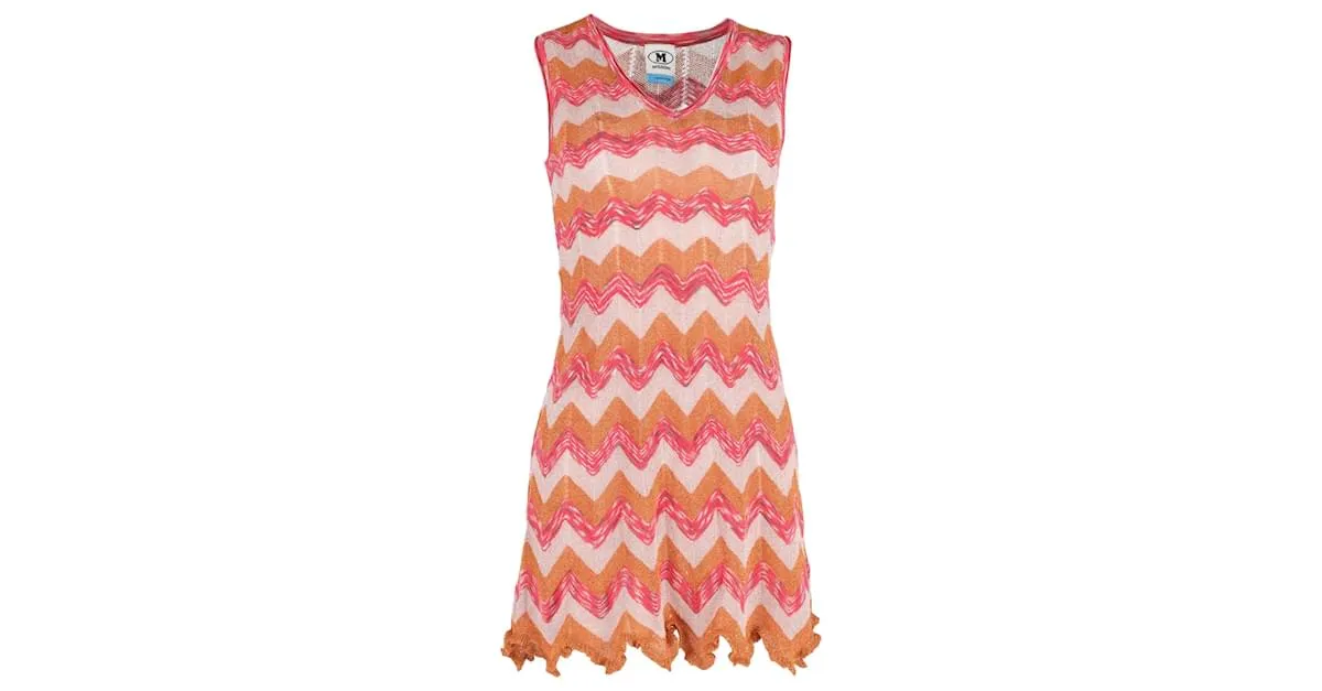 Minivestido de punto en zigzag de Missoni en mezcla de algodón multicolor Impresión de pitón 