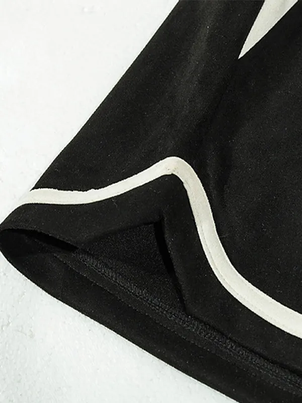 Pantalones cortos casuales sueltos con bloques de color de ante para hombre