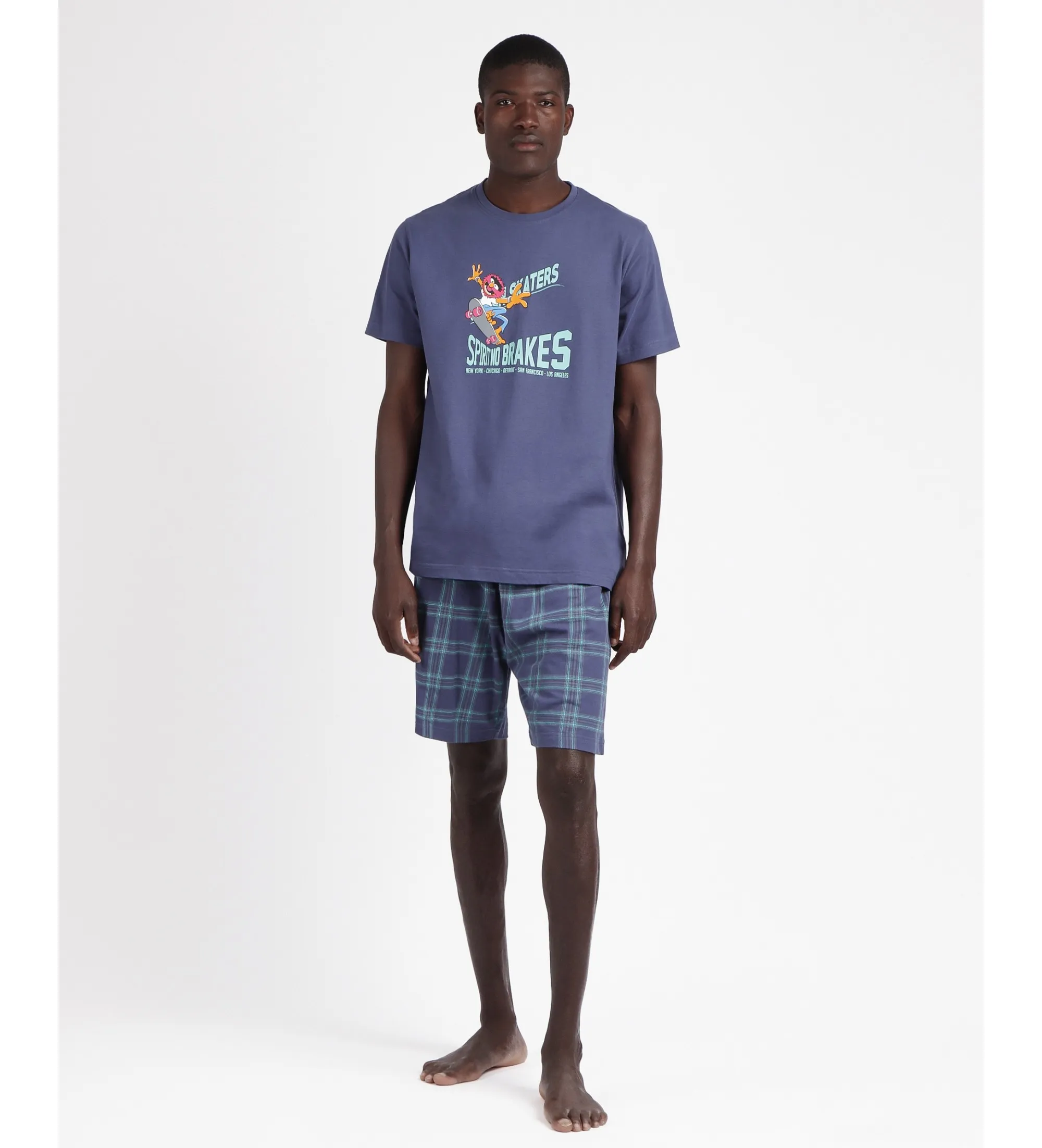 Pijama Manga Corta Animal Skater marino
