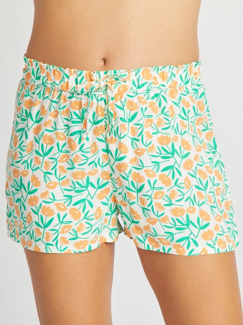 Short de pijama vaporoso - BLANCO