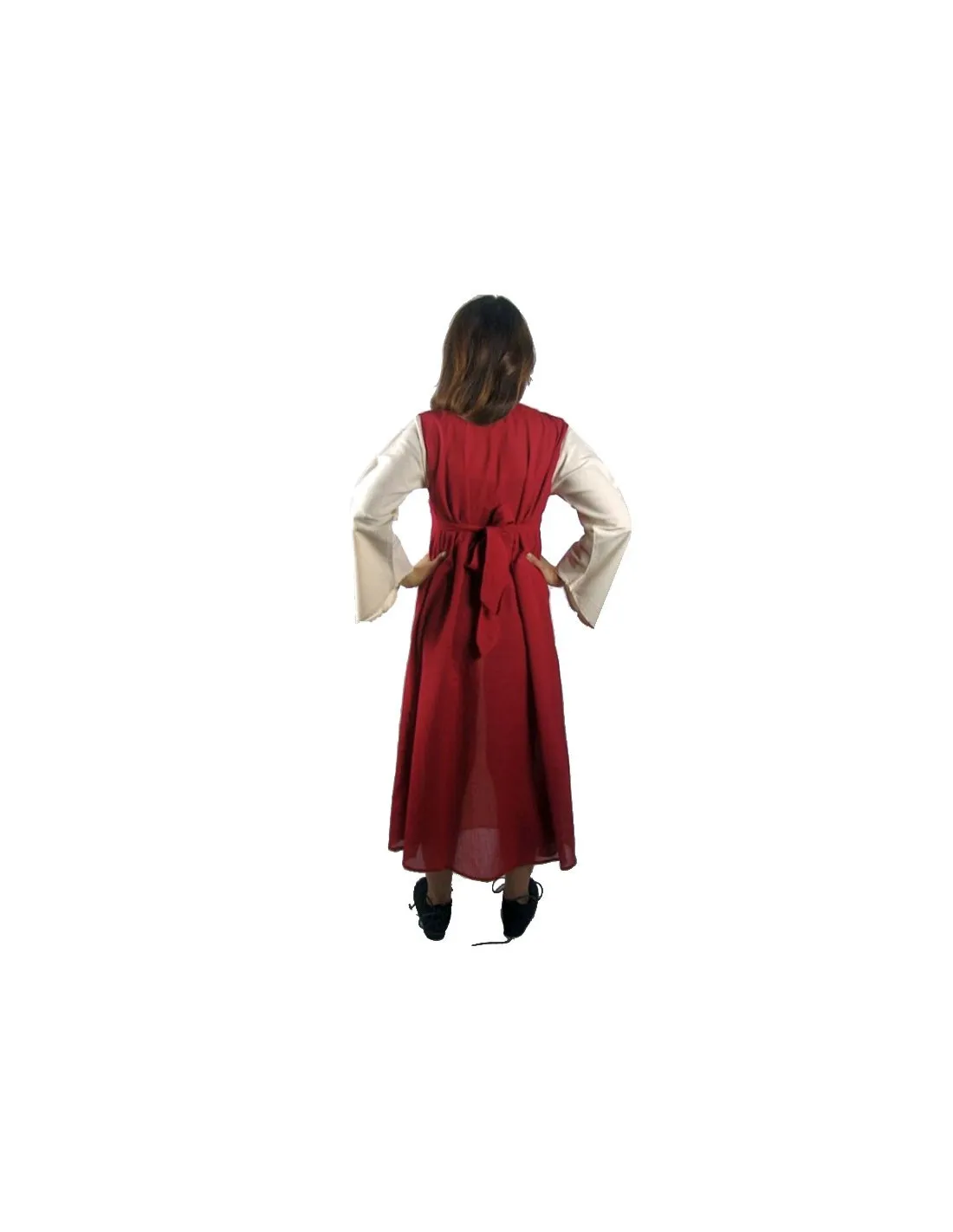 Vestido medieval algodón rojo-crema